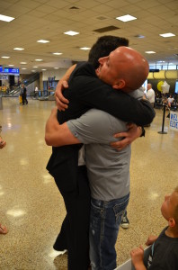 Dad gets third hug