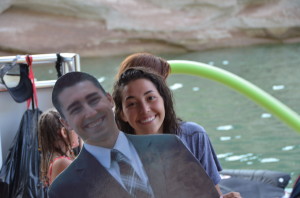 Our daughter Ashley with her cardboard cutout of her brother Dalton who is busy serving a mission for the LDS Church right now.  We take his cutout everywhere :)