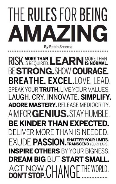 Rules for being amazing